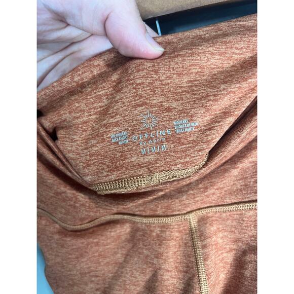 Offline Aerie Biker Shorts Womens Medium Orange Athletic Running Workout Pockets - Picture 9 of 9